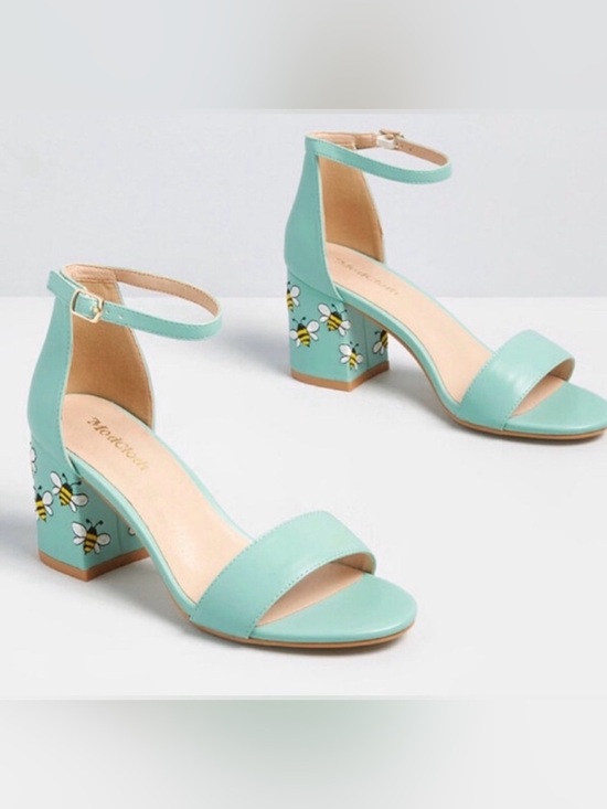 Modcloth Shoes - Mint Bee Block Heel Sandals with Ankle Strap